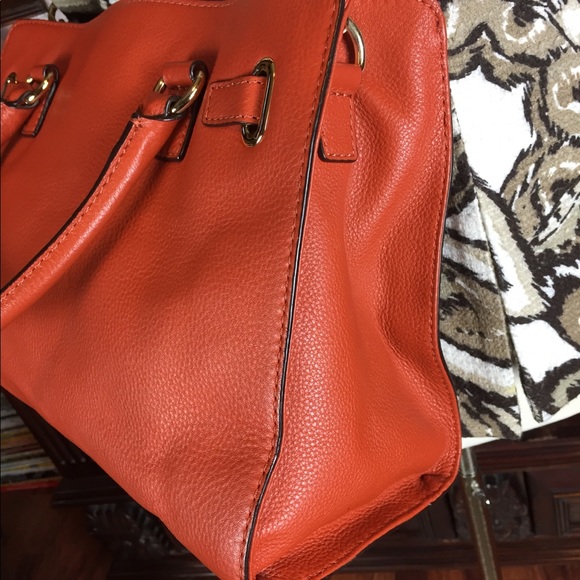 Michael Kors Tangerine Leather Hamilton Handbag - Picture 3 of 8